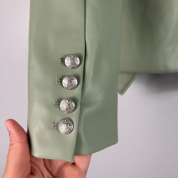 CENTRAL PARK WEST Devon Vegan Leather Blazer in Sage - Picture 6 of 9